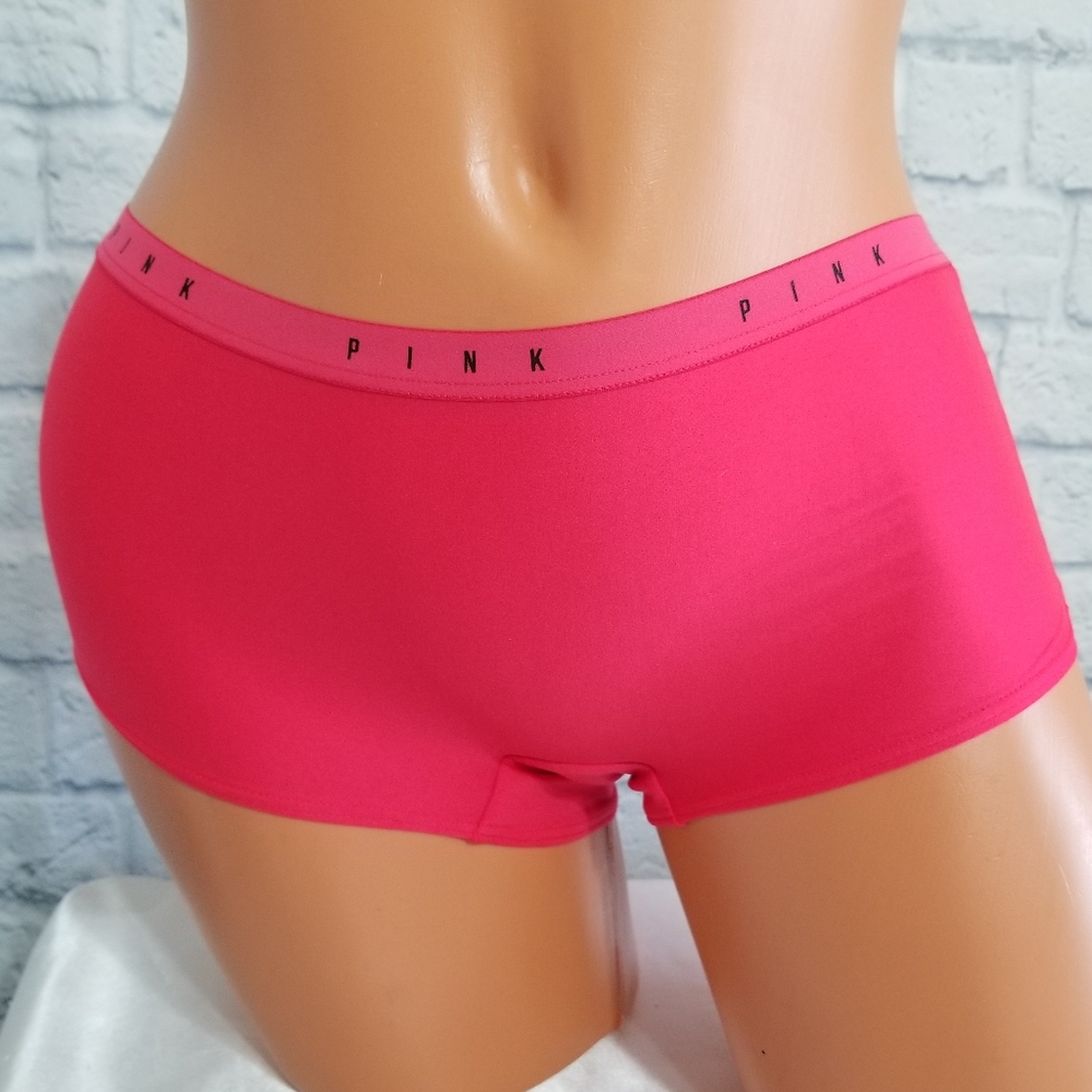 PINK Victoria's Secret Logo Red Boyshort Panty Large New